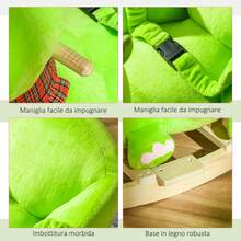 Cavallo a Dondolo con Ruote, Cavalluccio a Dondolo a Forma di Drago per Bambini 18-36 Mesi, in Legno e Peluche Verde - Verde - Visualizzare 8