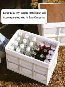 1pc Foldable Collapsible Car Trunk Organizer With Lid - Beige - View 10