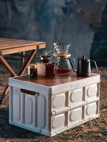 1pc Foldable Collapsible Car Trunk Organizer With Lid - Beige - View 9