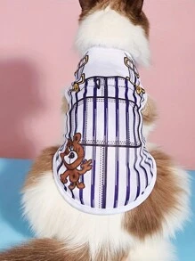 1pc Pet Summer Fashion Printed Strap Thin Vest - Royal Blue - View 4