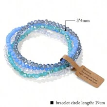 VKHK Conjunto De 4 Pulseiras Elásticas Com Pérolas De Cristal Facetadas Coloridas De 3x4mm Para Presente De Aniversário De Casal Para Homens E Mulheres