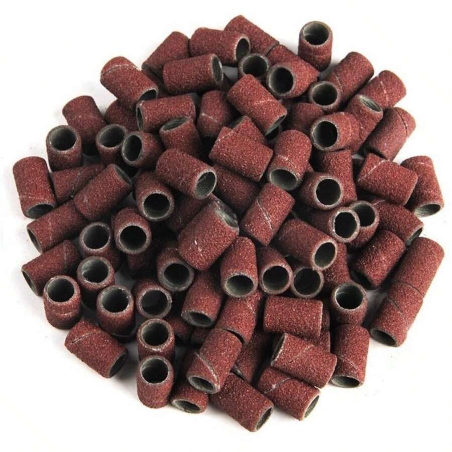 100 barrilitos para drill lima barril de repuesto para puntas pulidor dril de uñas acrílicas y esmalte de gel - Marrón - Ver 1