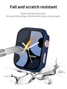 St.siabe 1 件男女款保护壳带钢化膜兼容 Apple Watch 表壳 38 毫米、40 毫米、41 毫米、42 毫米、44 毫米、45 毫米、49 毫米 10（42 毫米）10（46 毫米），带屏幕保护膜完全覆盖硬壳保护兼容 Apple Watch 系列 S10 9 8 7 6 5 4 3 2 1 SE Ultra - 午夜藍 - 查看 4