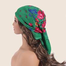 1pc Women's Fashionable Spring/Summer Printed Square Bandana With Plant & Floral Pattern, Suitable For Outdoor Windproof, Dustproof Decoration Boho Headband Soft Hijab Veiled Clothes - Multicolor - View 18
