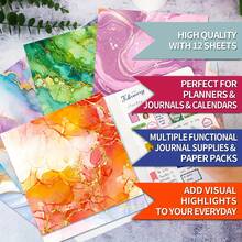 12 Sheets Marbled Single-Sided Colorful Cardstock Paper, Craft Card Making Paper Pack Scrapbooking Journal Supply Designer Art Paper Pad- Watercolored Pattern Single-Sided Colorful Paper For Scrapbook - Multicolor - View 8