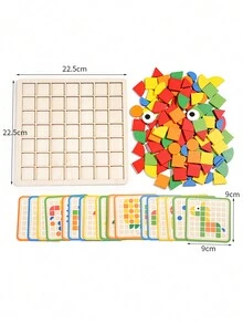 Bằng gỗ Creative Xếp gỗ Câu đố , Montessori Giảng bài Công cụ , Montessori Đồ chơi , Giáo dục sớm Học tập , Trêu ghẹo não Đồ chơi trí lực Đối với Trẻ em - Màu be - Xem 3