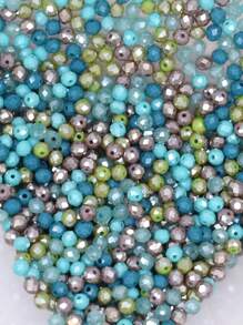 200入組3.5x4mm新款藍色系列圓形玻璃散珠,適用於珠寶製作項鍊裝飾 - 彩色 - 查看 3