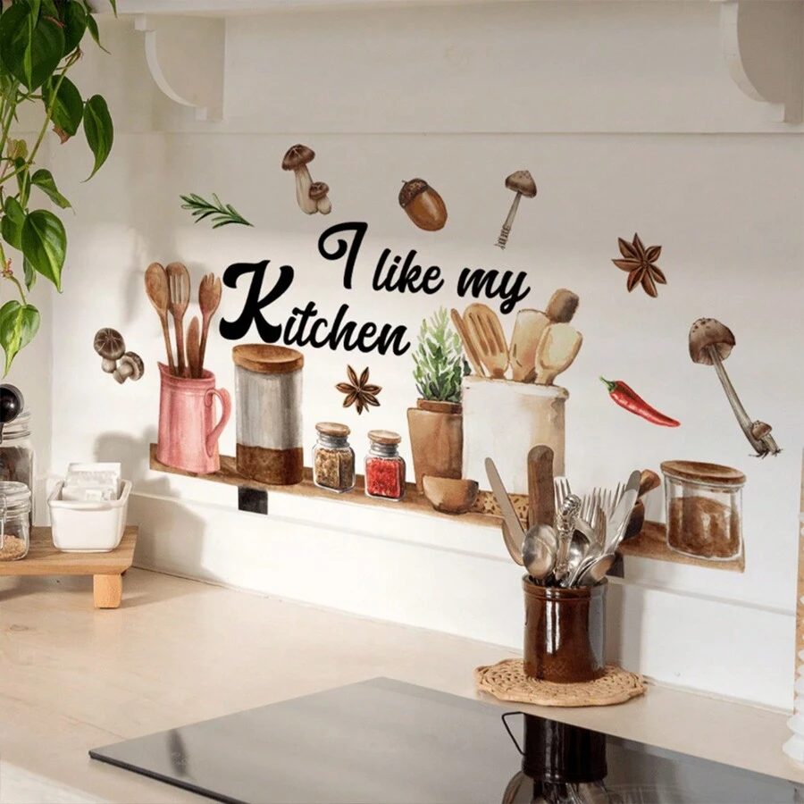 Creative Kitchen English Wall Stickers - Removable And Self-Adhesive Home Decor For Office, Restaurant, And Home - Multicolor - View 1