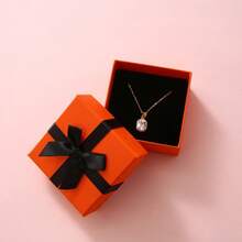 1pc Bowknot Gift Box For Jewelry Storage And Presenting Necklaces, Earrings, Rings And Other Accessories - Square - View 3