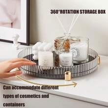 旋轉香水組織架,亞克力化妝品收納托盤旋轉支架,大容量浴室收納櫃台,護膚品化妝品桌面收納盤箱 - 彩色 - 查看 4