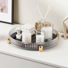 旋轉香水組織架,亞克力化妝品收納托盤旋轉支架,大容量浴室收納櫃台,護膚品化妝品桌面收納盤箱 - 彩色 - 查看 2