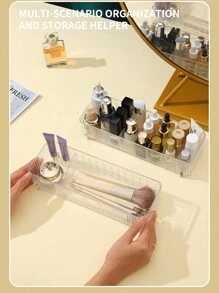 1入組冰川圖案透明abs材料多功能收納盒,帶可調節分隔器,適用於現代風格的化妝品、珠寶、數據線整理 - 透明分格整理盒 - 查看 11