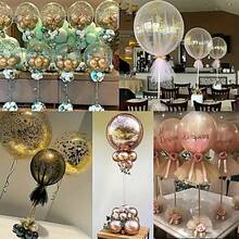 Set de 5 soportes para globos con base para fiestas de cumpleaños, bodas, celebraciones, decoración de globos para fiestas de cumpleaños, bodas, festivales y aniversarios - Blanco - Ver 2