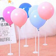 Set de 5 soportes para globos con base para fiestas de cumpleaños, bodas, celebraciones, decoración de globos para fiestas de cumpleaños, bodas, festivales y aniversarios - Blanco - Ver 3
