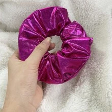 1 Peça Scrunchie de Cabelo Estilo Y2K em Couro Sintético Brilhante para Uso Diário, Elásticos de Cabelo Casuais, Suportes de Rabo de Cavalo, Elásticos de Cabelo, Fitas de Cabelo Elásticas, Scrunchies, Acessórios de Cabelo, Acessórios de Cabeça, Faixa Elástica - Pink - Visão 2