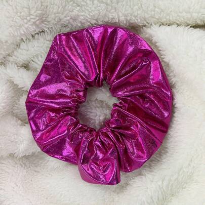 1pc Shiny Faux Leather Y2k Style Hair Scrunchie For Daily Wear Casual Hair Ties Ponytail Holders Hair Elastics Hair Rubber Bands Scrunchies Hair Rope Elastic Hair Tie, Hair Bobbles Hair Accessories Head Accessories Elastic Band,Summer,Holiday,Travel