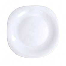 Jogo 6 Pratos Boreal Quadrado Raso Vidro Opal Temperado 26cm - Branco - Visão 2