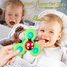 3pcs Baby 1-2 Years Old Sucker Rotary Toy Busy Worm Spinner To Calm Restless Emotions Featuring Colorful Sensory Toys Suitable For Highchairs/Tables/Windows/Travel
