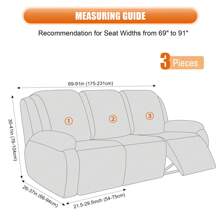 Recliner Sofa Cover, 3-Pieces Stretch Recliner Couch Covers For Recliner Chair Soft Reclining Chair Slipcover Furniture Protector For Dogs Cats - 米色 - 查看 9