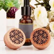2Pcs Car Essential Oil Diffuser Natural Wood Car Aromatherapy Diffuser With Clip Retro Car Essential Oil Diffuser Car Air Freshener Decoration For Auto Truck Van - Brown - View 6