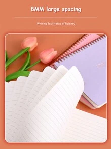 1入A5花卉封面筆記本，螺旋裝訂日記，硬面花卉筆記本，學習用品，日記筆記本，80頁 - 淺粉色 - 查看 3