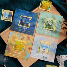 4入組復古金屬書籤,方形波浪邊框形狀,感謝寫作者老師朋友讀書愛好者讀者生日文具用品 - 藍色 - 查看 2