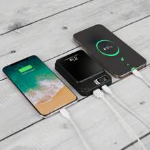 1Pc 2 In 1 Magnetic Wireless Power Bank 10000mAh PD20W Fast Charger MagSafe Wireless Power Bank Fit For IOS Phones IOS Phone 14 Series And More For Summer Beach Travel Camping Hiking - Black - View 5