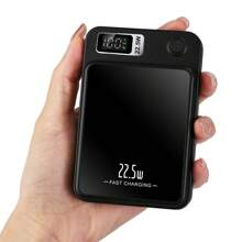 1Pc 2 In 1 Magnetic Wireless Power Bank 10000mAh PD20W Fast Charger MagSafe Wireless Power Bank Fit For IOS Phones IOS Phone 14 Series And More For Summer Beach Travel Camping Hiking - Black - View 3