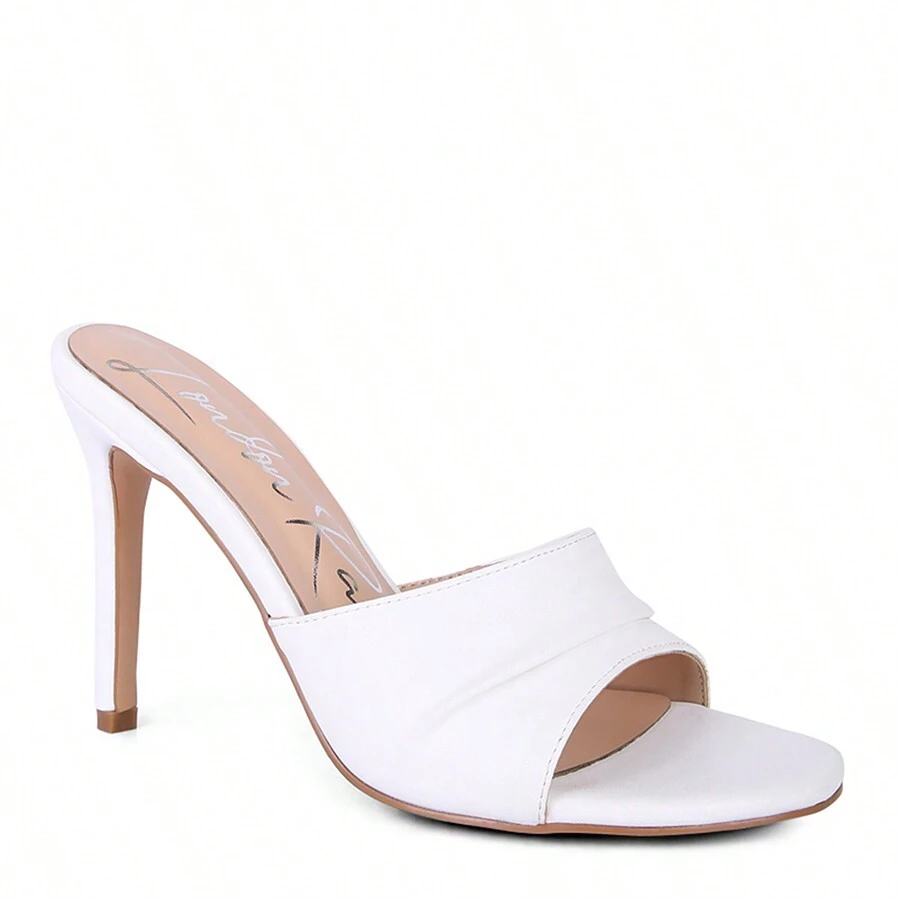 3rd Divorce Wide Strap Casual High Heels - White - View 1