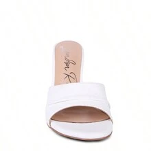 3rd Divorce Wide Strap Casual High Heels - White - View 6