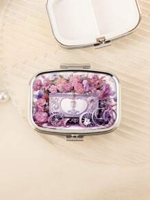 便攜式 2 隔間藥丸收納盒和珠寶收納盒,帶內置鏡子。隨時隨地保持井井有條,提升您的美麗。裝飾藥物和維生素管理器。完美的禮物創意 - 銀色 - 查看 12