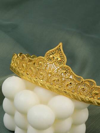 1pc Vintage Hollow Floral Crown, Regal Style Headpiece For Women, Suitable For Festivals, Parties, Weddings, Bridal