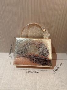 1pc Shiny Metallic Patent Leather Clutch Bag For Evening Party,Wedding,Prom,Cocktail,Tready Party Bag & Bride BagTready Bride Bag, Perfect For Party,Wedding, Prom,Dinner/Banquet, Matching With Wedding Dress, Formal Dresses, Prom Dress, Birthday Dress, Party Dress - Gold - View 4