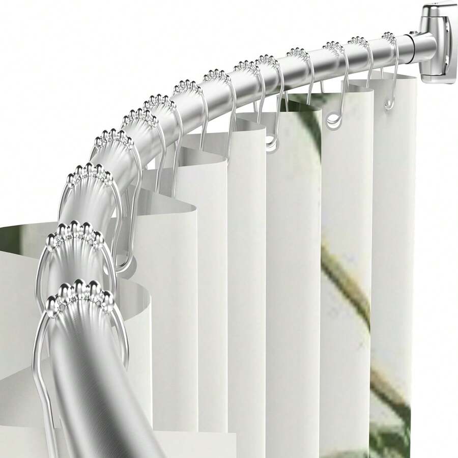 Curved Shower Curtain Rod, Adjustable 33-78 Inches Extra Wide Curved Shower Rods For Bathroom, Rust Proof Shower Rod,  Silver - Silver - View 1