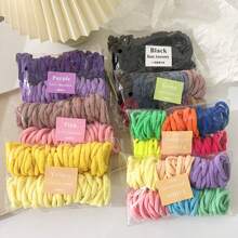 100pcs/Pack Random Delivery Cute Cartoon Style Elastic Hair Ties, Hair Bands