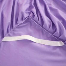 1 pieza Falda de cama elegante de encaje, unicolor, suave, antipolvo, para todas las estaciones, talla grande, sábana bajera antideslizante, decoración del dormitorio (Falda de cama x1, sin funda de almohada)