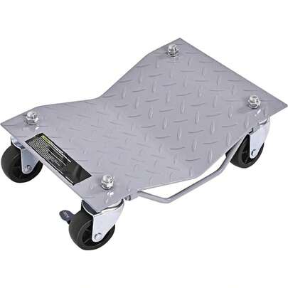 4 X aide de manœuvre, cric de manœuvre avec frein & poignée pour voiture & voiture, cric avec surface antidérapante pour réparation de voiture & déplacement, changement de pneus jusqu'à 680kg de charge, gris