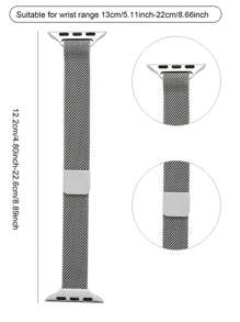 1pc Milan Magnetic Strap Compatible With Apple Watch Series 1-11, Ultra-Thin Stainless Steel Mesh Replacement Band - Silver - View 4