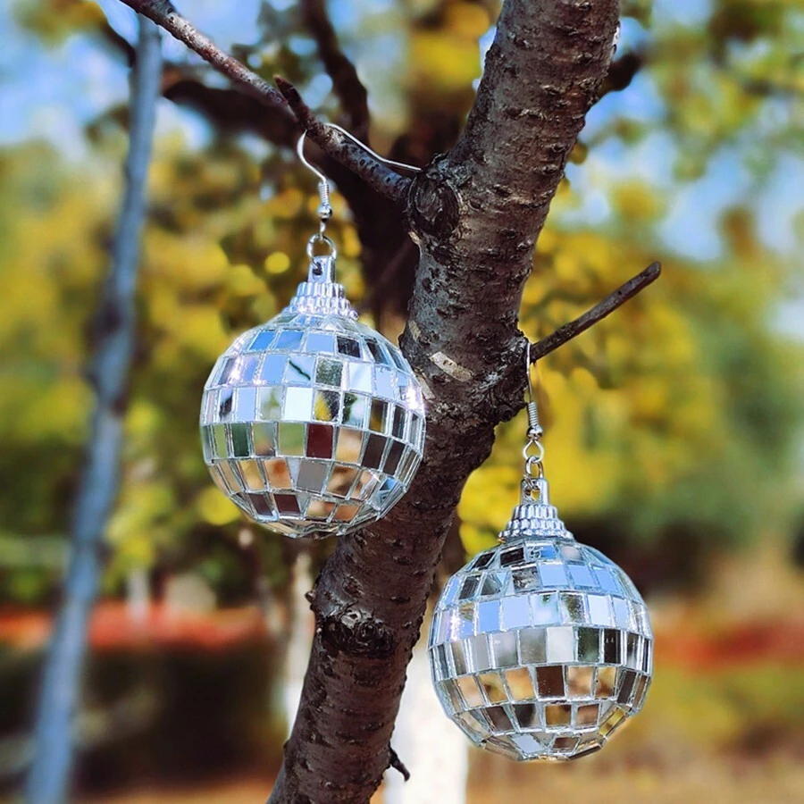 Disco Mirror Ball Earrings - Disco Mirror Ball Earrings - View 1
