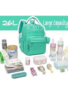 Sea Choice Baby Changing Bags Nappy Backpack Stylish Travel Backpack For Baby Care With Insulated Pockets Diaper Rucksack Changing Mat For Moms Dadslarge Capacity, Weekender Bag, Weekend Overnight Bag - Teal Blue - View 2