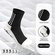 Calcetines de Fútbol 5 pares, Calcetas Antideslizantes, Transpirables y Duradero de Algodón Mid Crew, Calcetín Deportivas para Béisbol, Correr, Basquetbol, Running, Gym - Multicolor - Ver 3