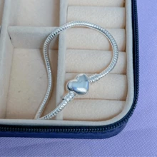 Pulseira para berloques Coração a prata 925 feminina para charms berloqueira pulseira de pingentes