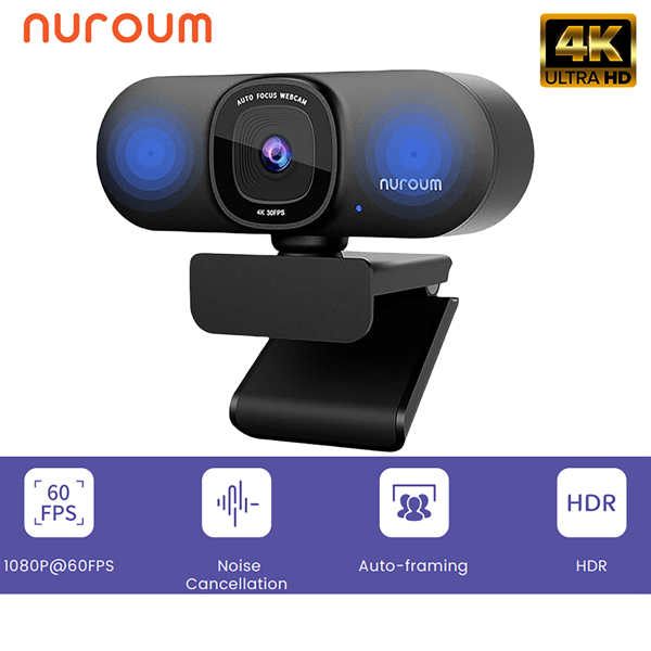 nuroum Nuroum 4K Konferenz Kamera USB PC Datenschutz Webcam HD Autofokus V32-AF 4K Full HD Webcam KI Geräuschunterdrückung Webcam Auto Farming Konferenz Webcam für PC & Laptop KI Geräuschunterdrückung mit Mikrofon