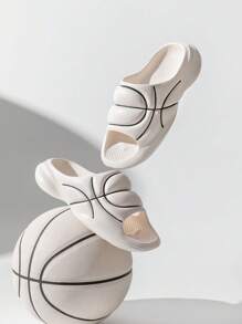 篮球鞋大码户外运动2024新款男士夏季时尚沙滩防滑耐磨百搭居家凉爽厚底防滑耐磨篮球滑步休闲拖鞋 - 白色 - 查看 2