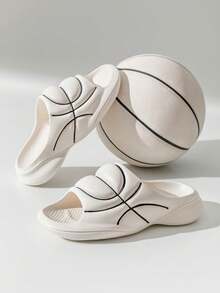 篮球鞋大码户外运动2024新款男士夏季时尚沙滩防滑耐磨百搭居家凉爽厚底防滑耐磨篮球滑步休闲拖鞋 - 白色 - 查看 1