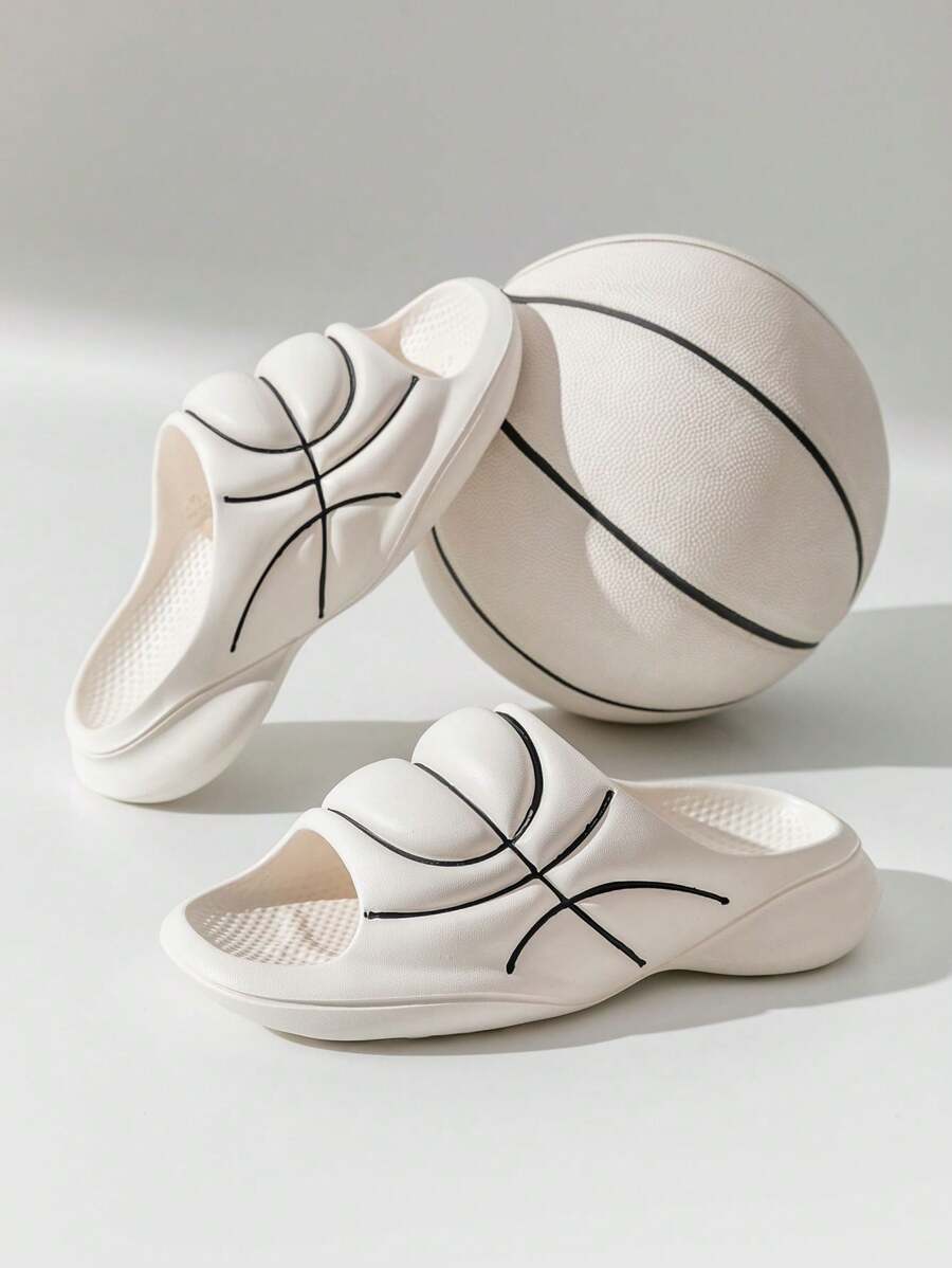 篮球鞋大码户外运动2024新款男士夏季时尚沙滩防滑耐磨百搭居家凉爽厚底防滑耐磨篮球滑步休闲拖鞋 - 白色 - 查看 1