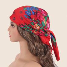 1pc Women's Fashionable Spring/Summer Printed Square Bandana With Plant & Floral Pattern, Suitable For Outdoor Windproof, Dustproof Decoration Boho Headband Soft Hijab Veiled Clothes - Multicolor - View 21