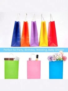 8pcs Mixed Color Gift Bag, Modern Paper Gift Wrapping Bag For Party