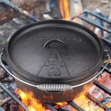 Dutch Oven Pot With Lid, 12 Quart Cast Iron Dutch Oven, Without Feet, With Stand & Spiral-Shaped Handle, Cast Iron Pot For Outdoor & Indoor - 6.2QT - View 2
