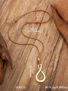 1入鋅合金8字形長項鍊,可調長度,沙金電鍍